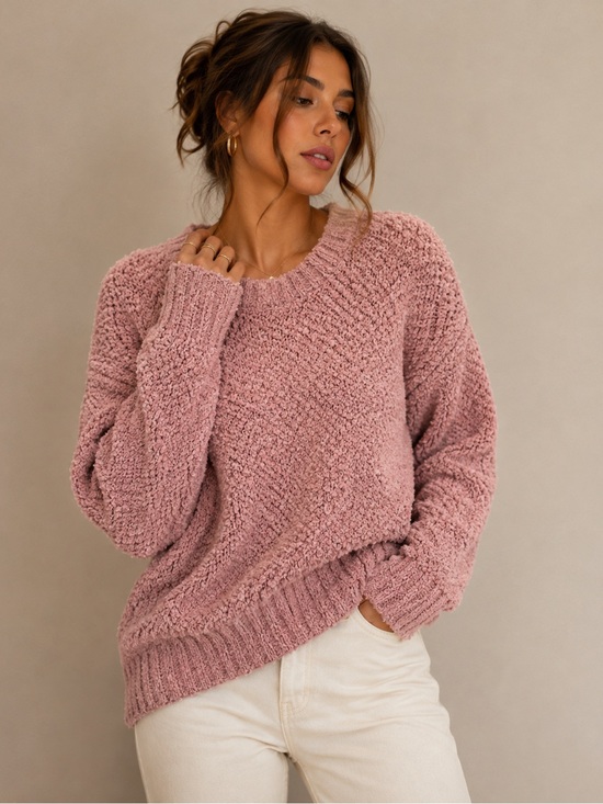 Sanctuary Sweaters - Social Standard by Sanctuary mauve pink popcorn-knit crewneck sweater sm